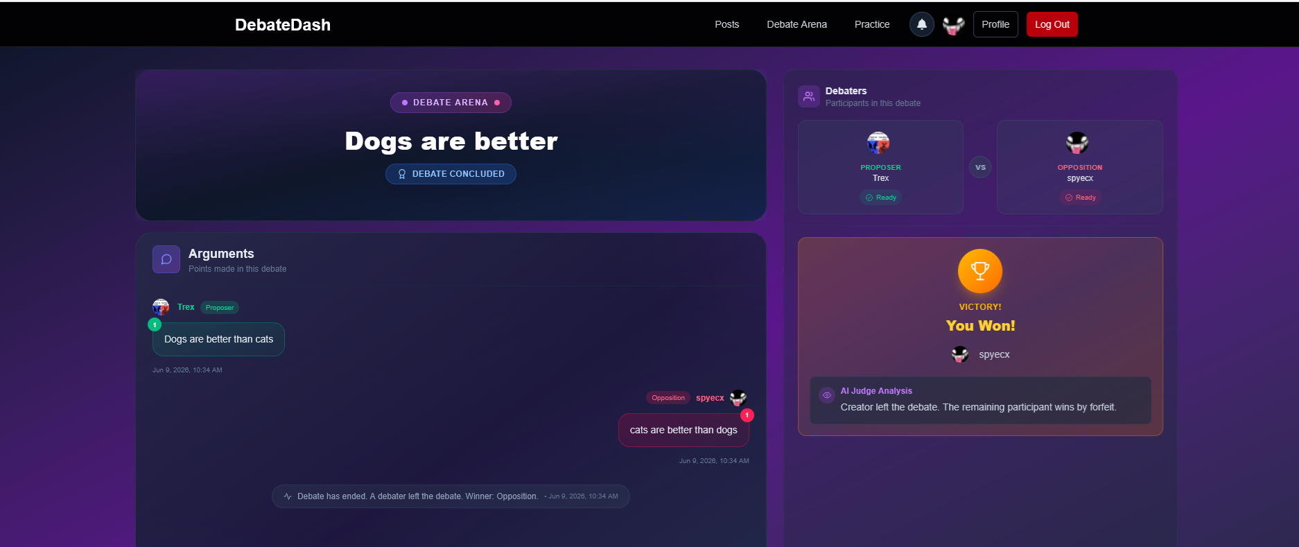 DebateDash product screen
